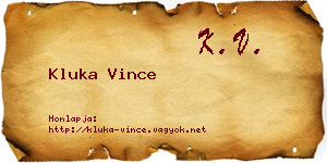 Kluka Vince névjegykártya
